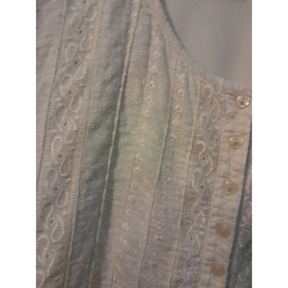 Womens Boho Embroidered Cottagecore Prairie Romantic Sz XL Blouse Antique White - Picture 3 of 8